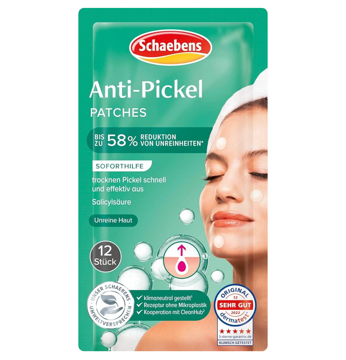 Schaebens Anti-Pickel Patches 12 Stück – Soforthilfe gegen Pickel & Mitesser