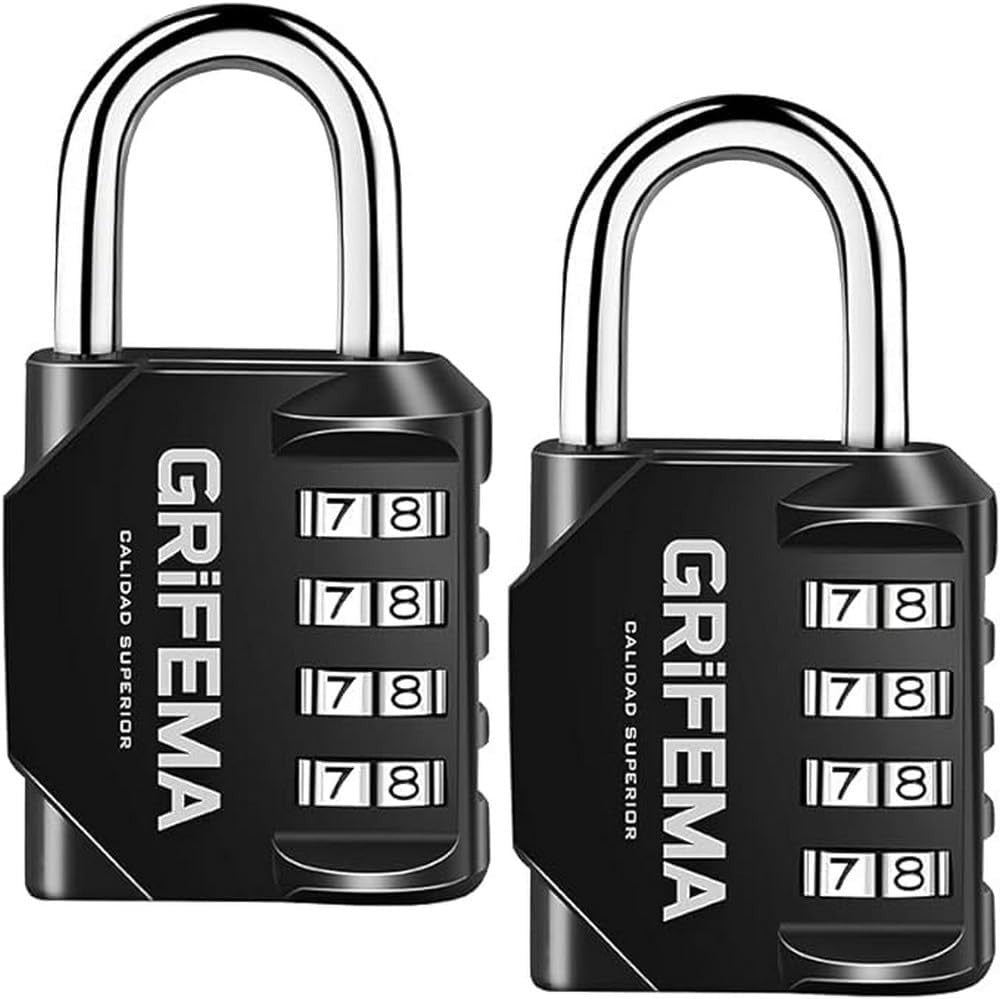 GRIFEMA 2 Pack Zahlenschloss 4 Stellig-Vorhängeschloss Wetterfest...