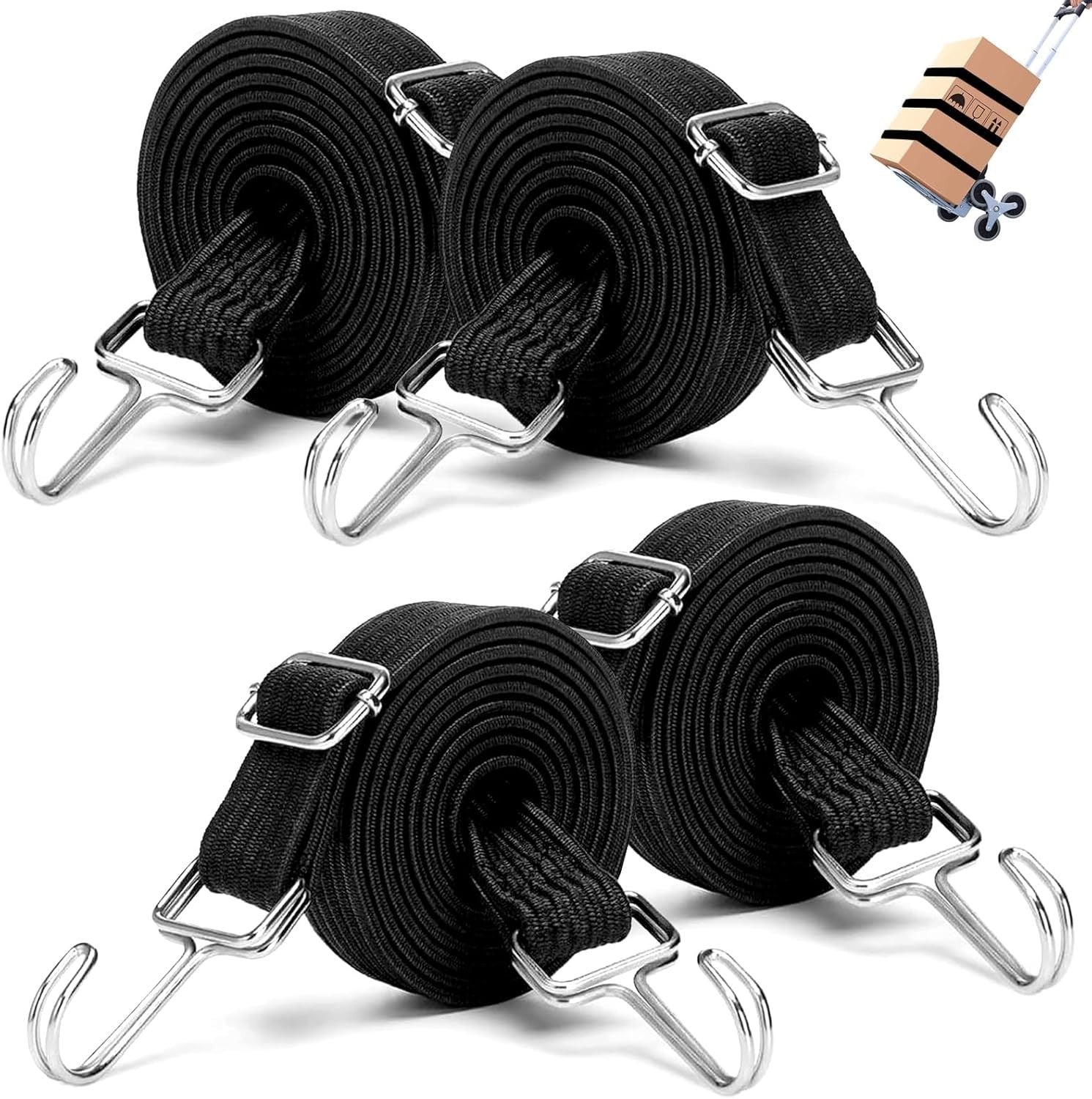Verstellbar Spanngummi mit Haken, 4 Stück Spanngummi Verstellbar, 1M Gummi Expan