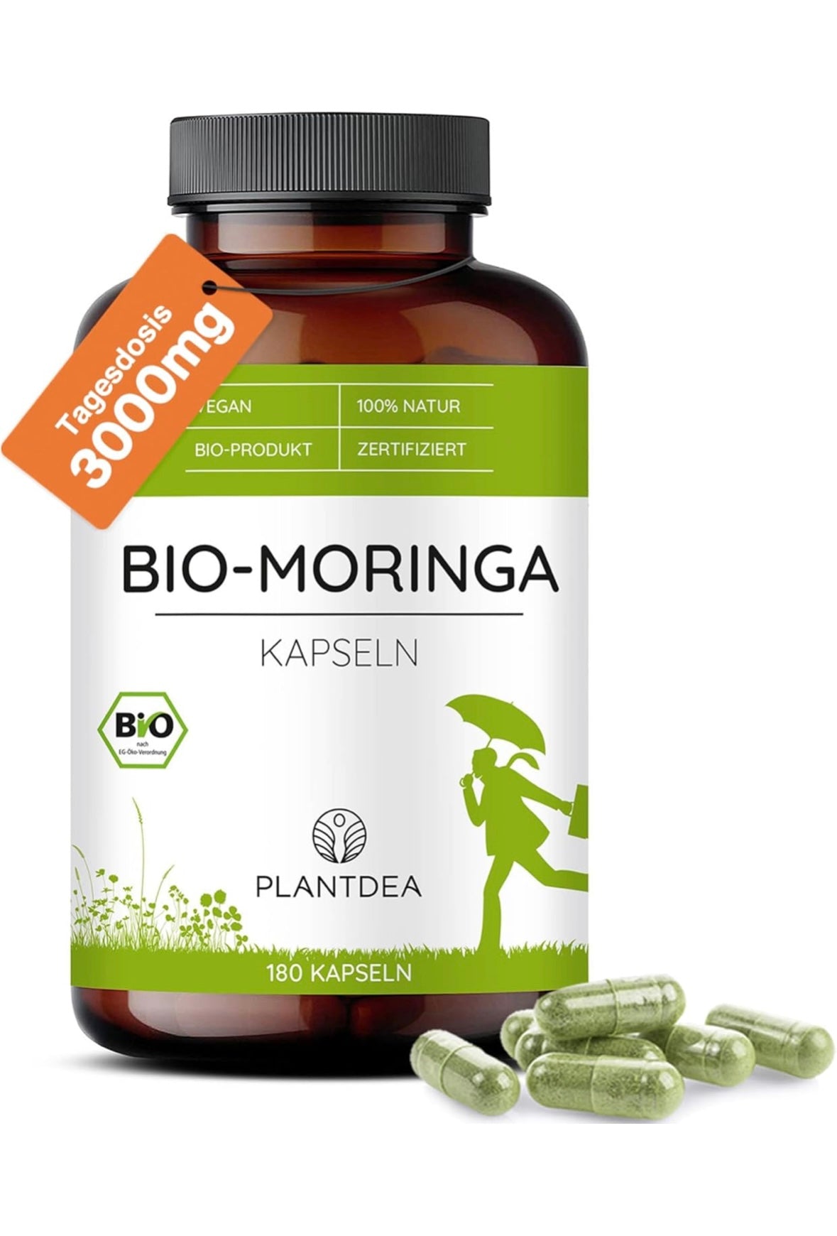 Bio Moringa Kapseln 3000 mg – 180 Hochdosierte Kapseln – Vegan & Laborgeprüft