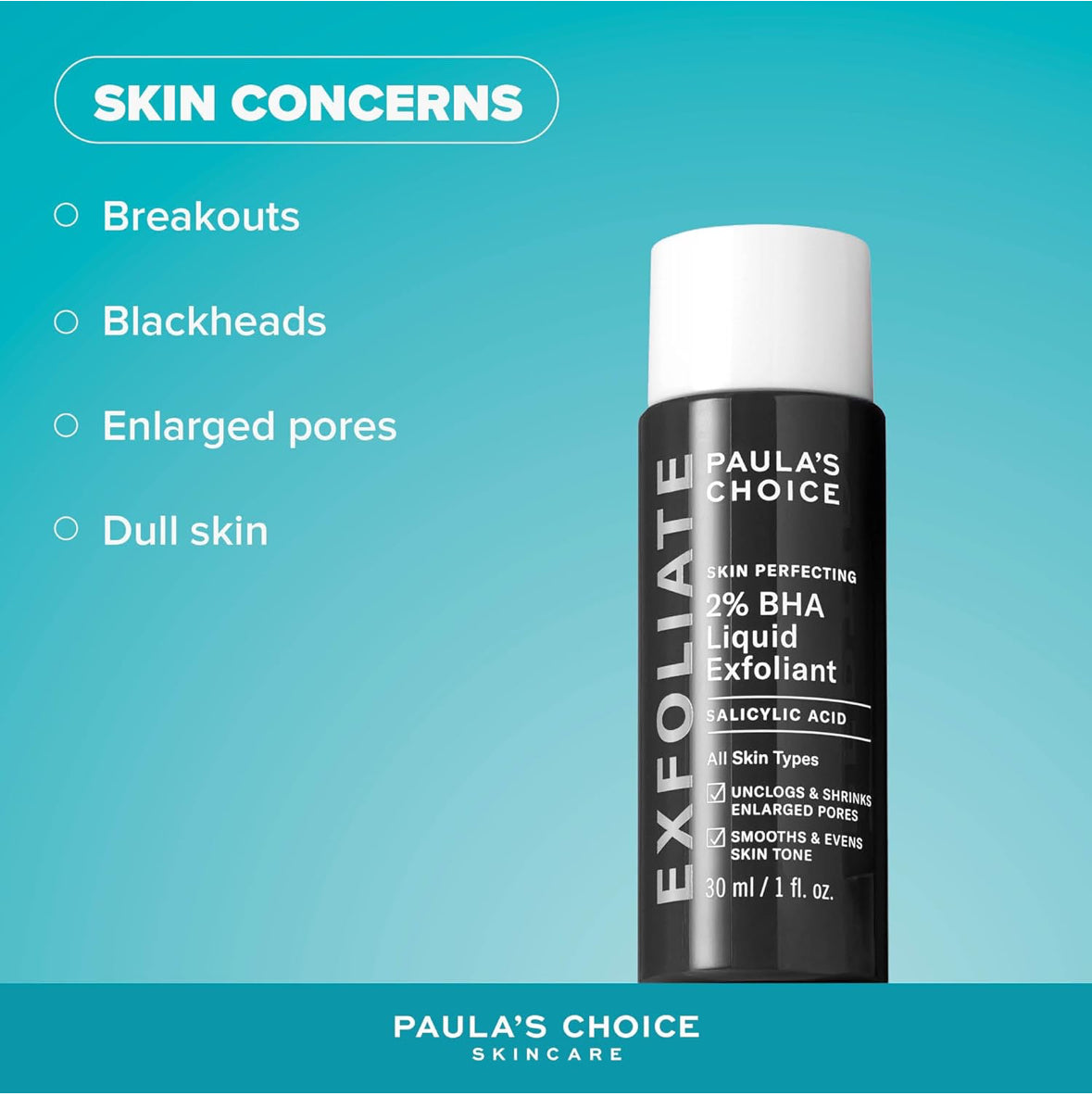 Paula’s Choice Skin Perfecting 2% BHA Liquid Exfoliant 30 ml – Porenverfeinerndes Peeling, Anti-Mitesser, Für Glatte Haut