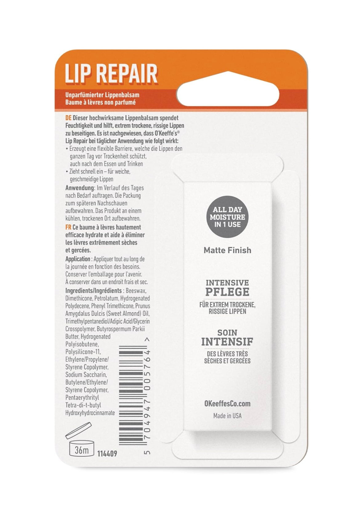 O’Keeffe’s Lip Repair Unperfumed Lip Balm – Intensiv Pflege für Trockene Lippen