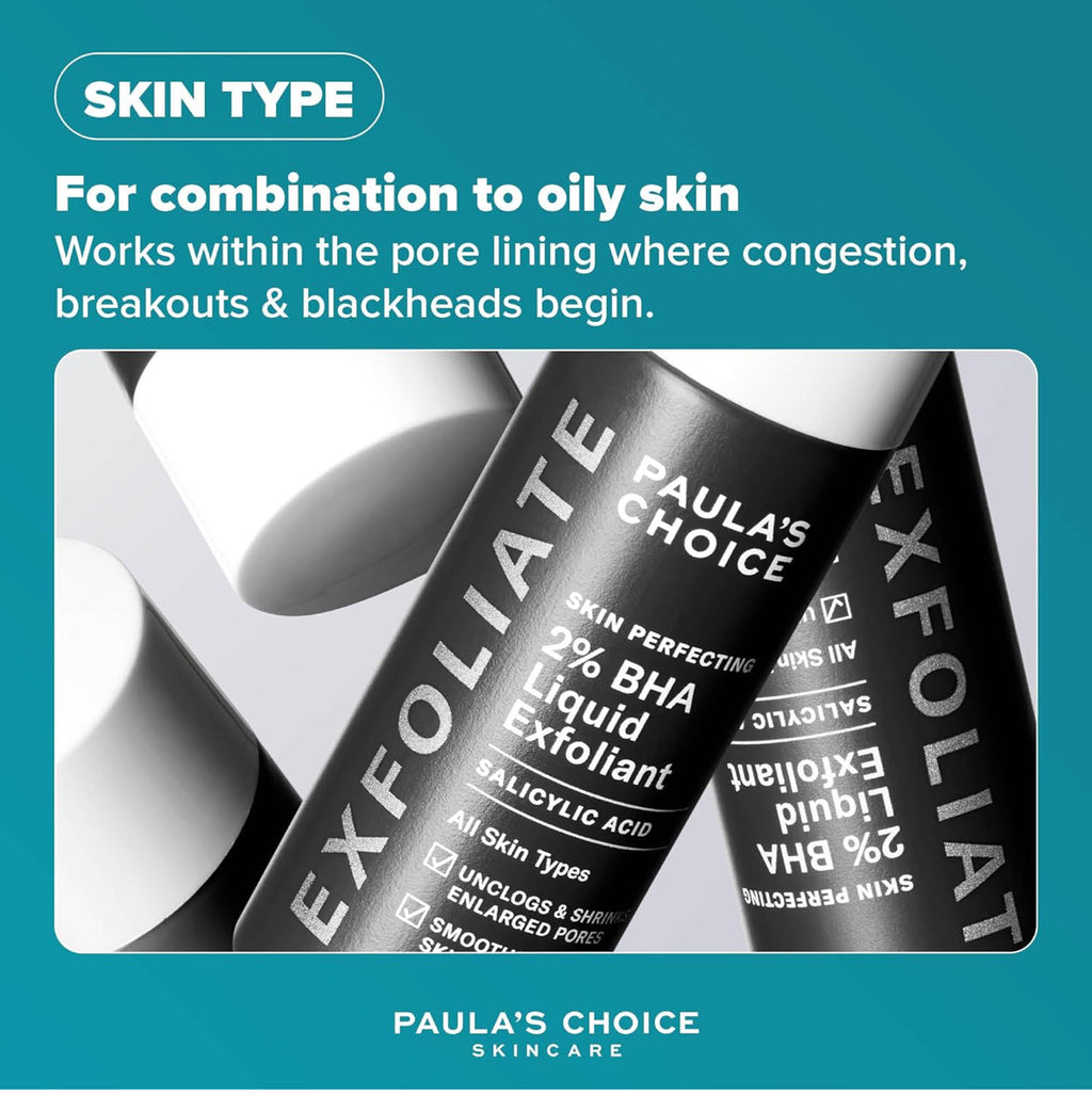 Paula’s Choice Skin Perfecting 2% BHA Liquid Exfoliant 30 ml – Porenverfeinerndes Peeling, Anti-Mitesser, Für Glatte Haut