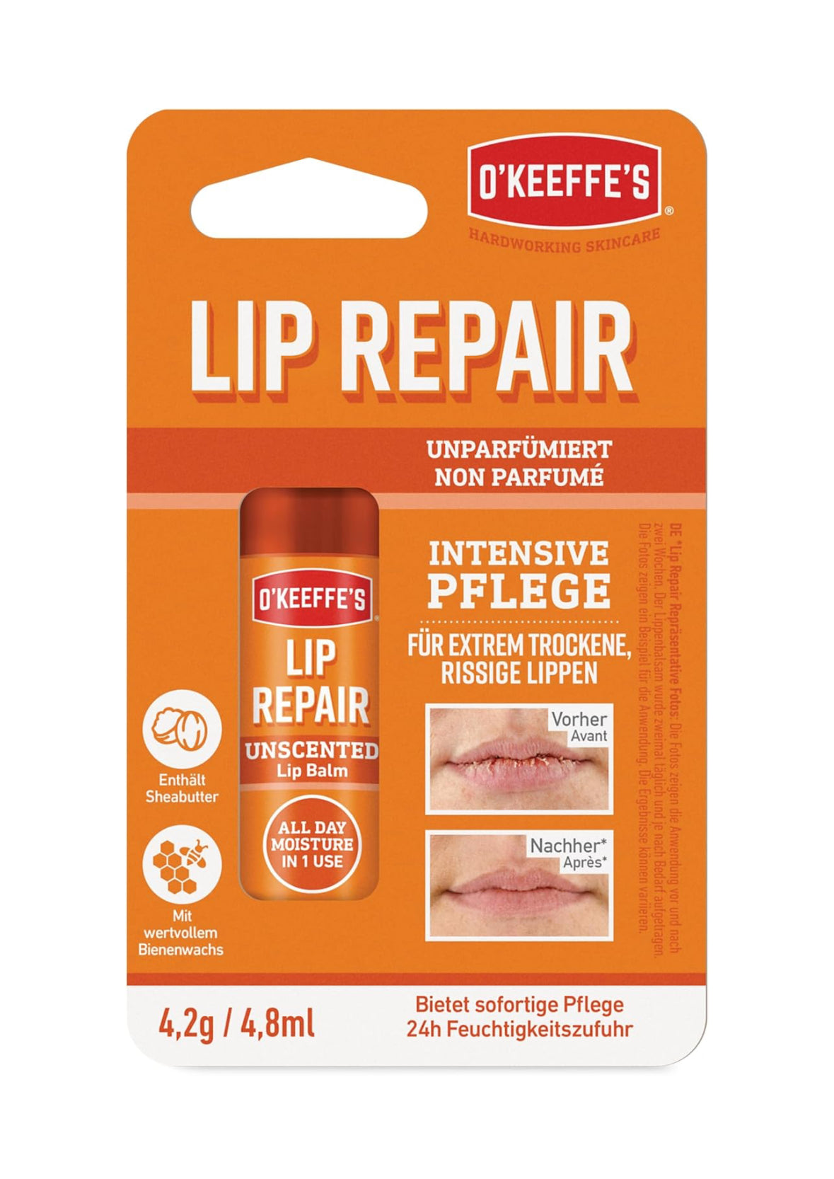O’Keeffe’s Lip Repair Unperfumed Lip Balm – Intensiv Pflege für Trockene Lippen