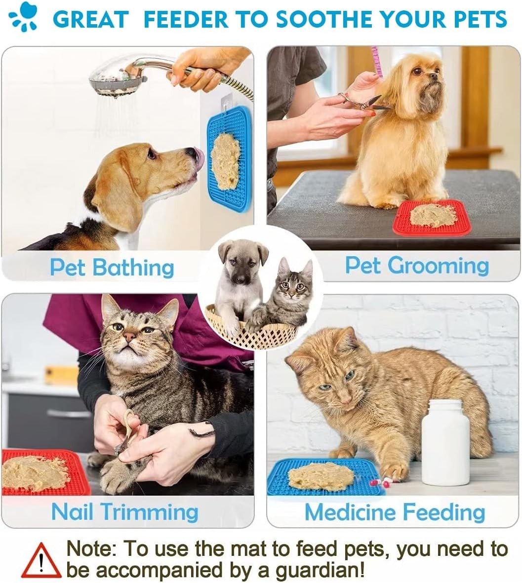 Leckmatte Für Hunde & Katzen, 2Er-Pack, Slow Feeder Lick Pat Mit Rutschfestem De