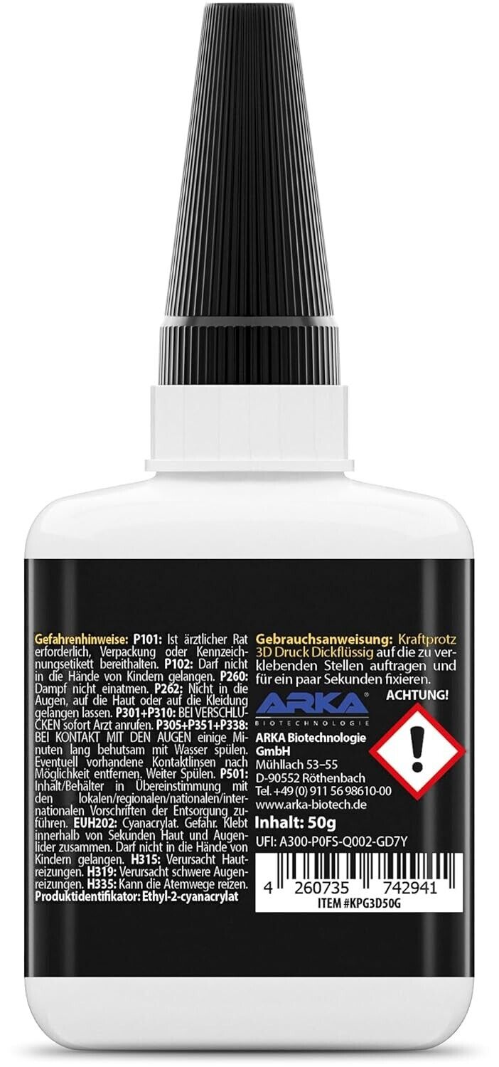 50 g 3D DRUCK Sekundenkleber extra stark - Inkl. Anti-Austrocknung