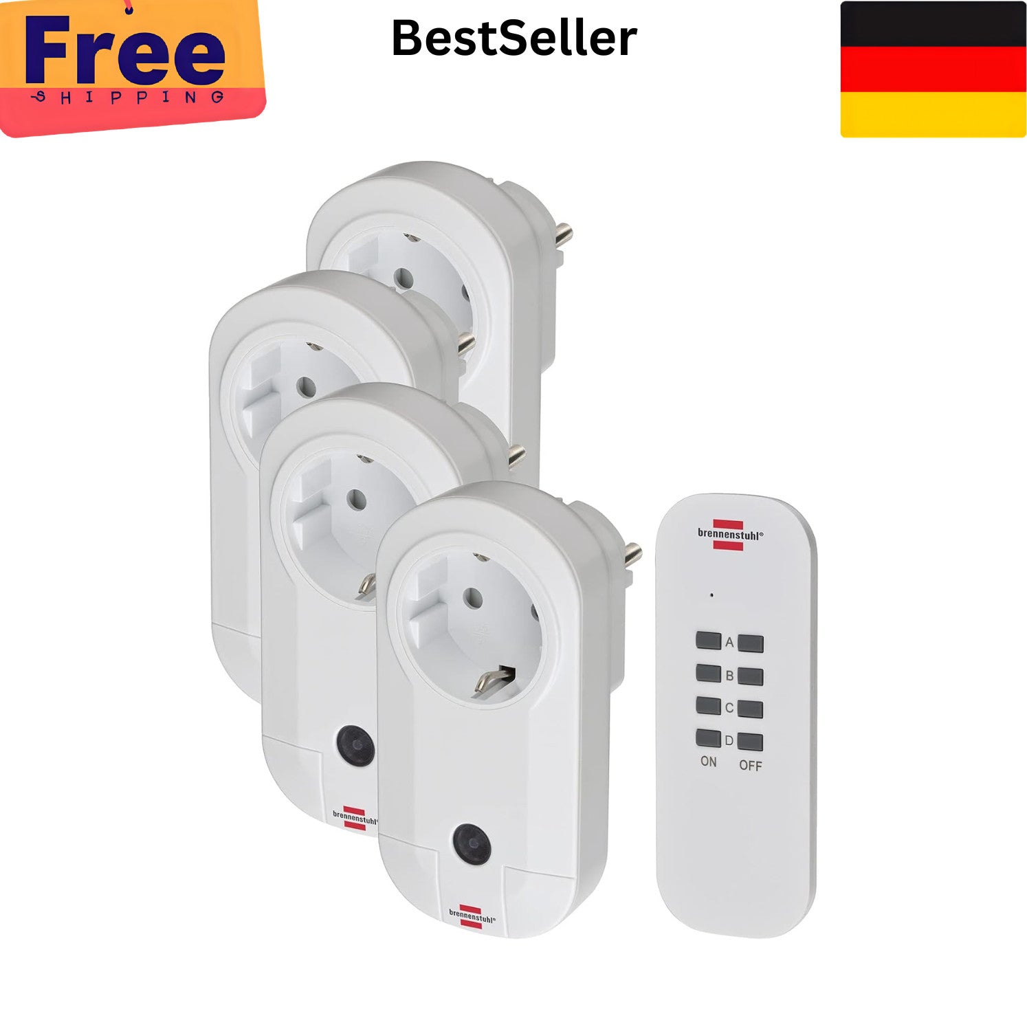 Funkschalt-Set RC CE1 4001, 4er Funksteckdosen Set (Innenbereich, mit Handsende