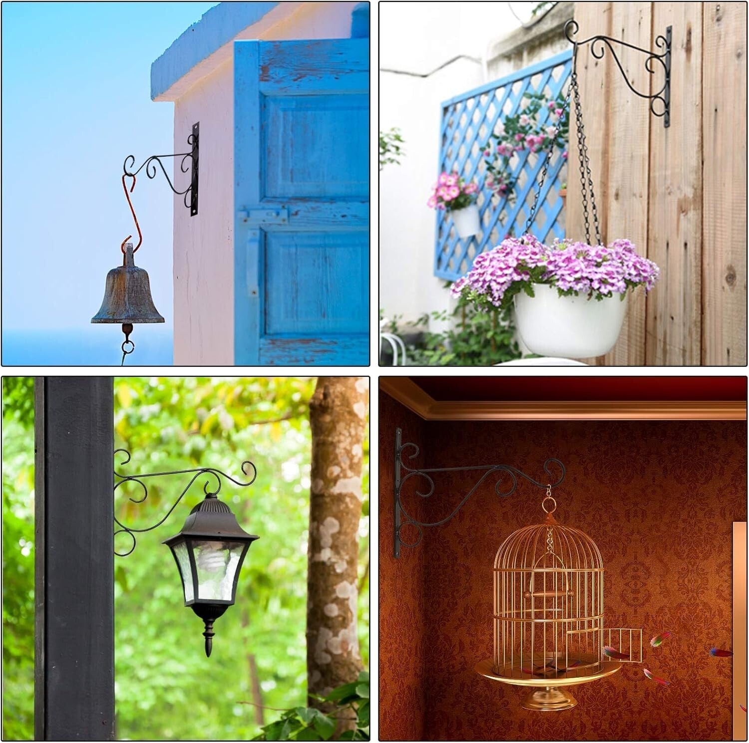 4 Stück Blumenampelhalter Wandhalterung Eisen Wandhalter Haken Mit 8 Schrauben E