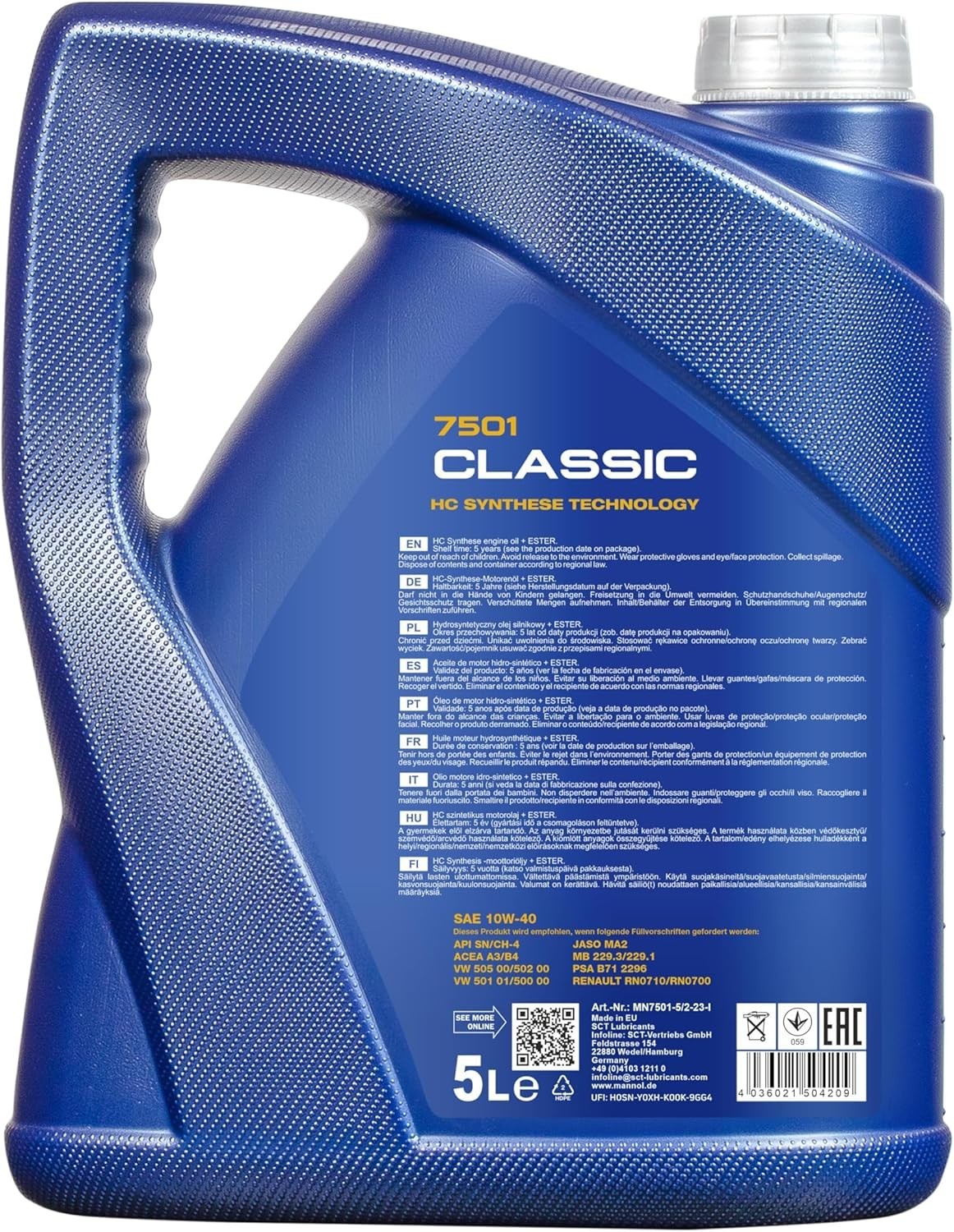 Mannol 7501 Classic 10W-40 API SN/SM/CF ACEA A3/B4  5 liters