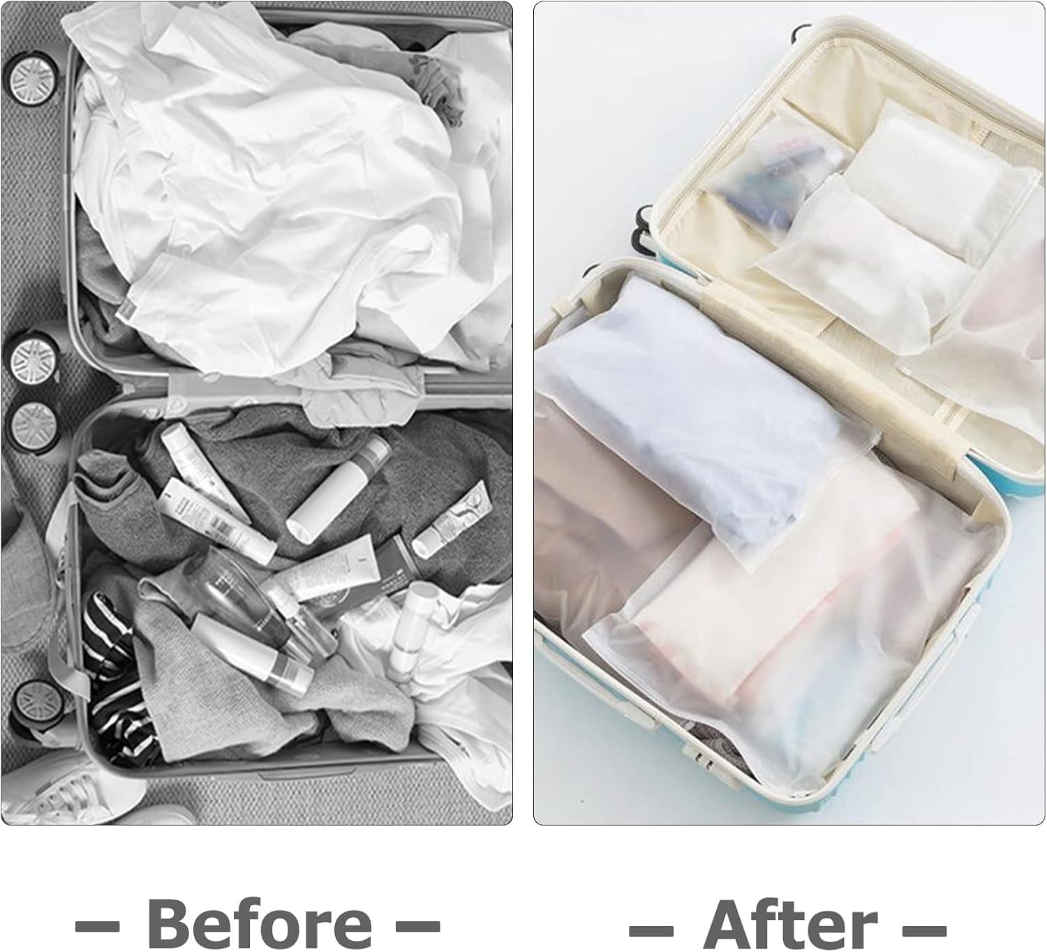 25 Stück Reisetaschen set Zip-Beutel Kunststoff-Reißverschluss-Reisetasche, K