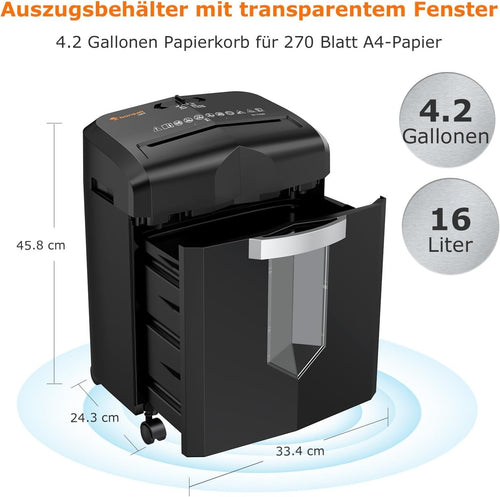 12 Blatt Partikelschnitt P4 Aktenvernichter Läuft 60 Min Schredder Mikroschnitt