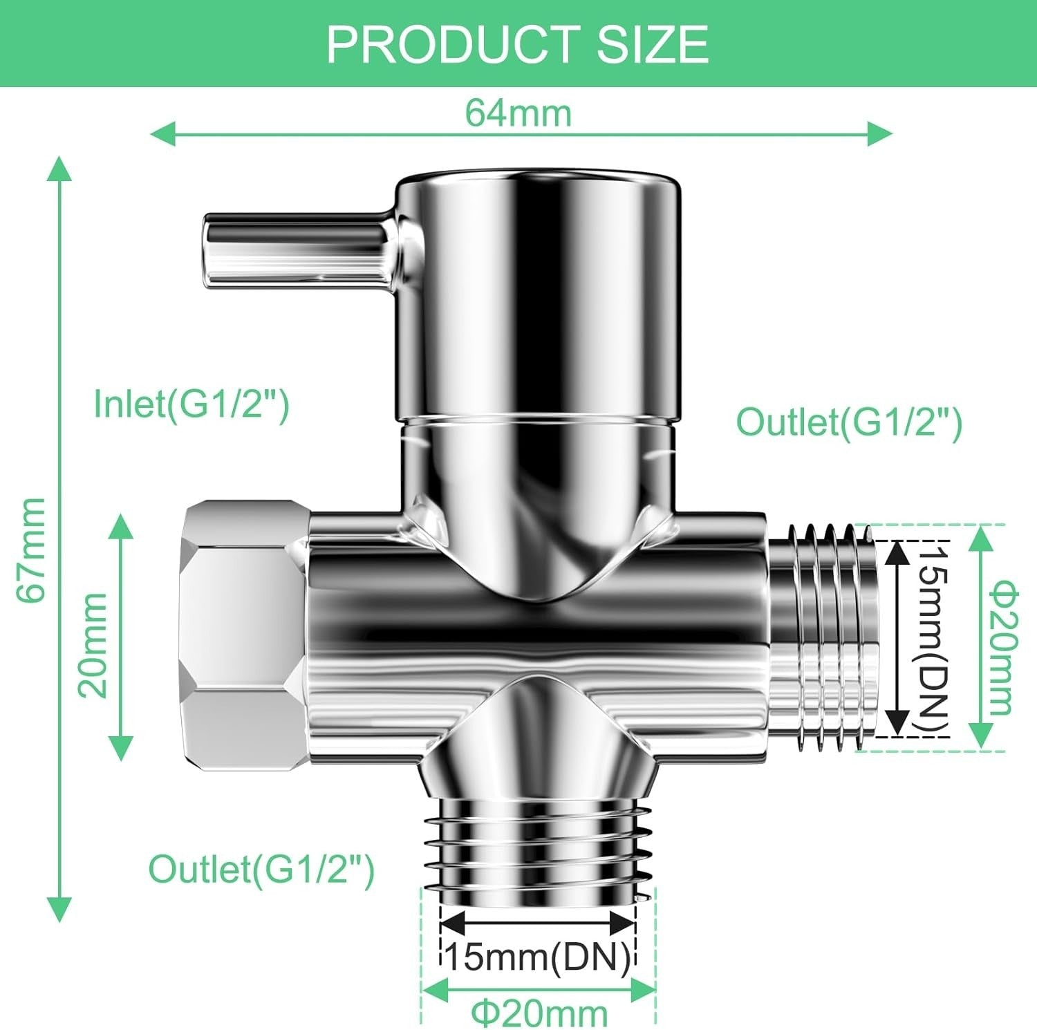 1X 3 Wege Umschaltventil Wasserhahn Umschaltventil Dusche Duschverteiler Und Neu