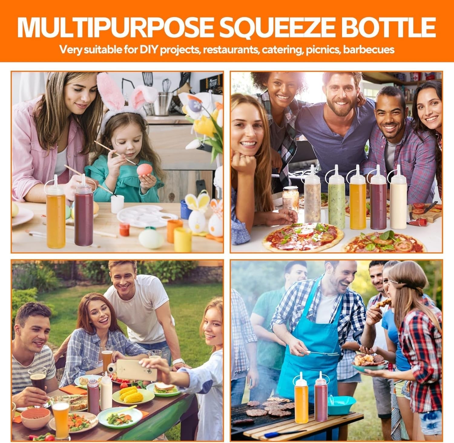 4 Pcs 8 Oz Gewürz Squeeze Flaschen Für Sauce, Kunststoff Quetschflasche, 250Ml D