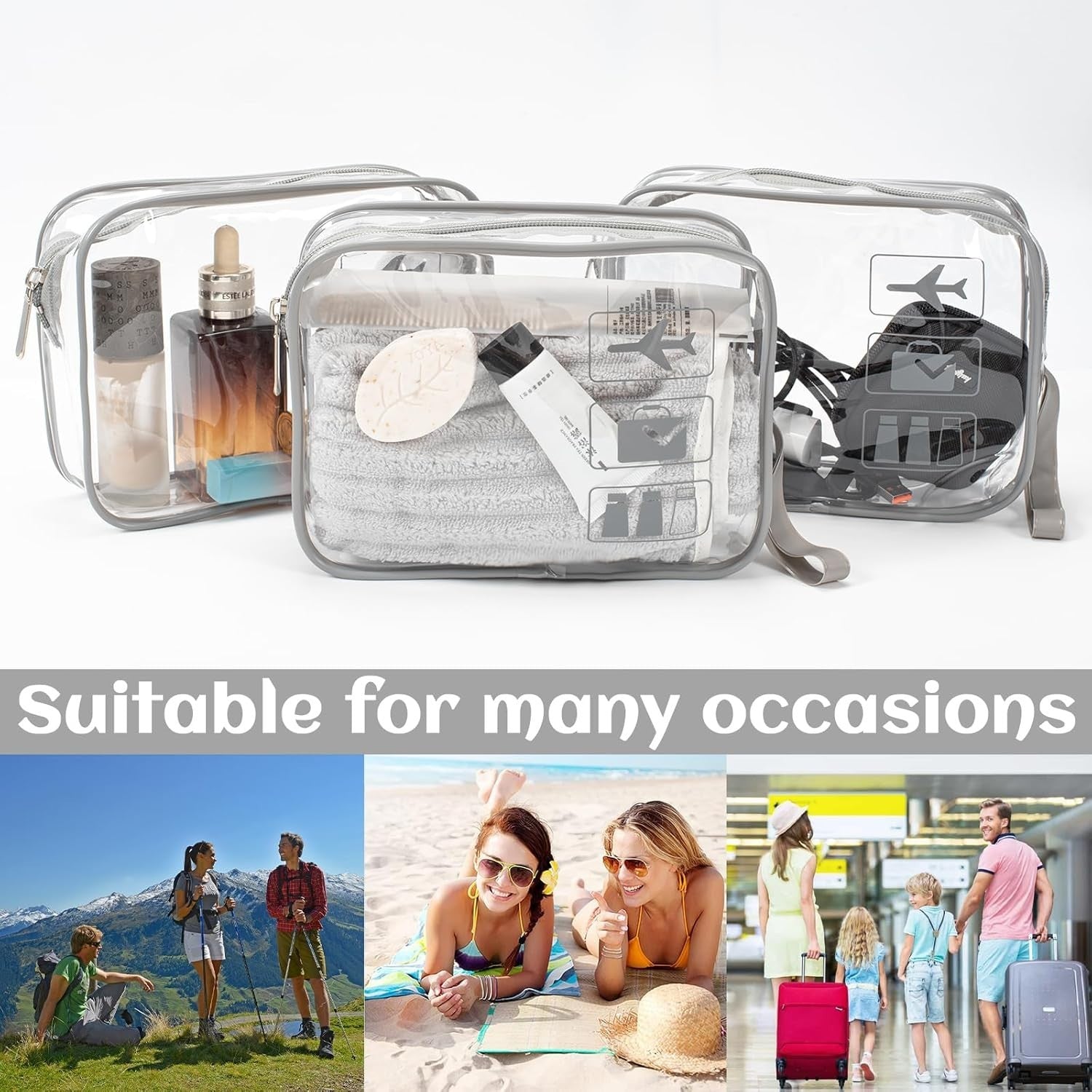 3 Stück Kosmetiktasche Transparent, 1 Liter Beutel Flugzeug Handgepäck, Kulturbe