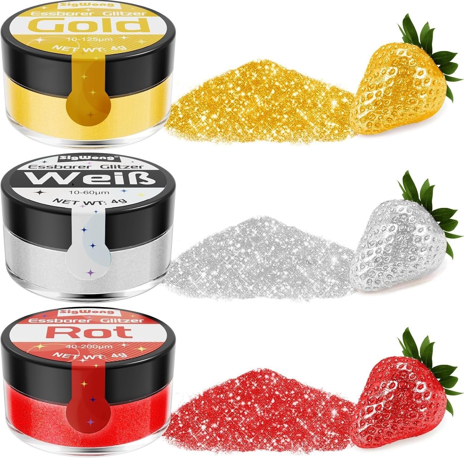 Essbares Glitzer Set - 3X4G Essbarer Glitzer Für Getränke Torten