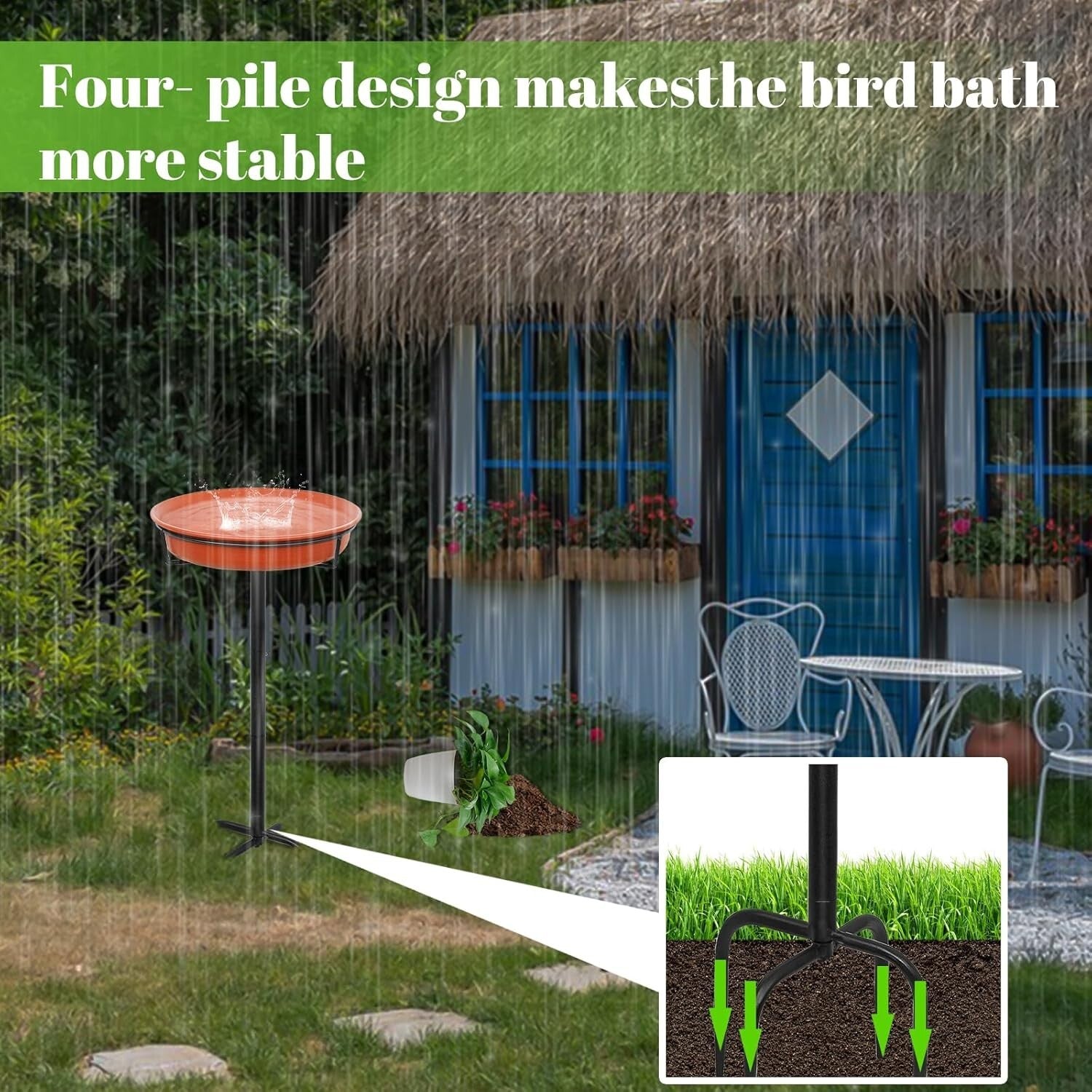 Vogeltränke Vogelbad Futter Schale Wasserstelle Stehend, Vogelbad Garten für W