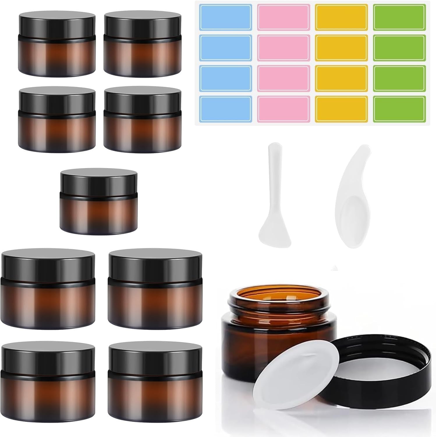 Collazoey 10 Stück Amber Glas Leerdose Tiegel Cremedose 20ml/30ml Braunen