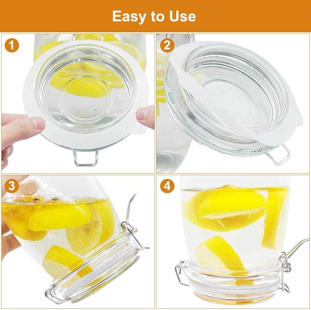 14 Stück Gummi Für Einmachgläser, Einkochringe 70 X 93Mm Weiß Silikon Glasdichtu