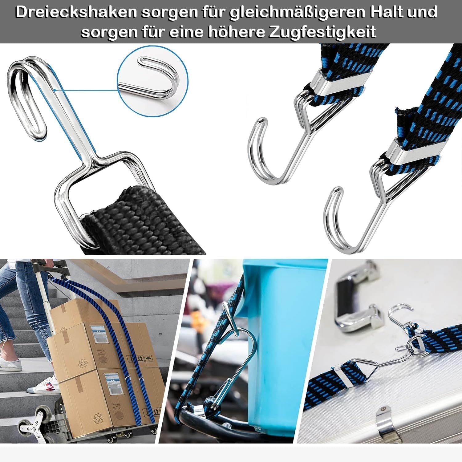 Verstellbar Spanngummi mit Haken, 4 Stück Spanngummi Verstellbar, 1M Gummi Expan
