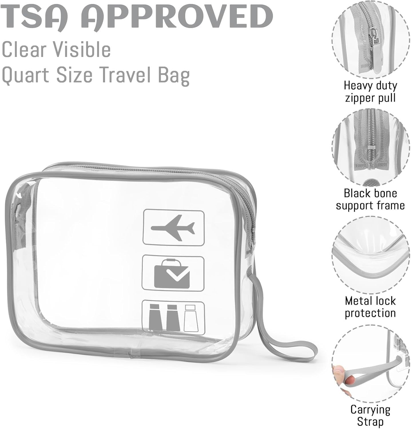 3 Stück Kosmetiktasche Transparent, 1 Liter Beutel Flugzeug Handgepäck, Kulturbe