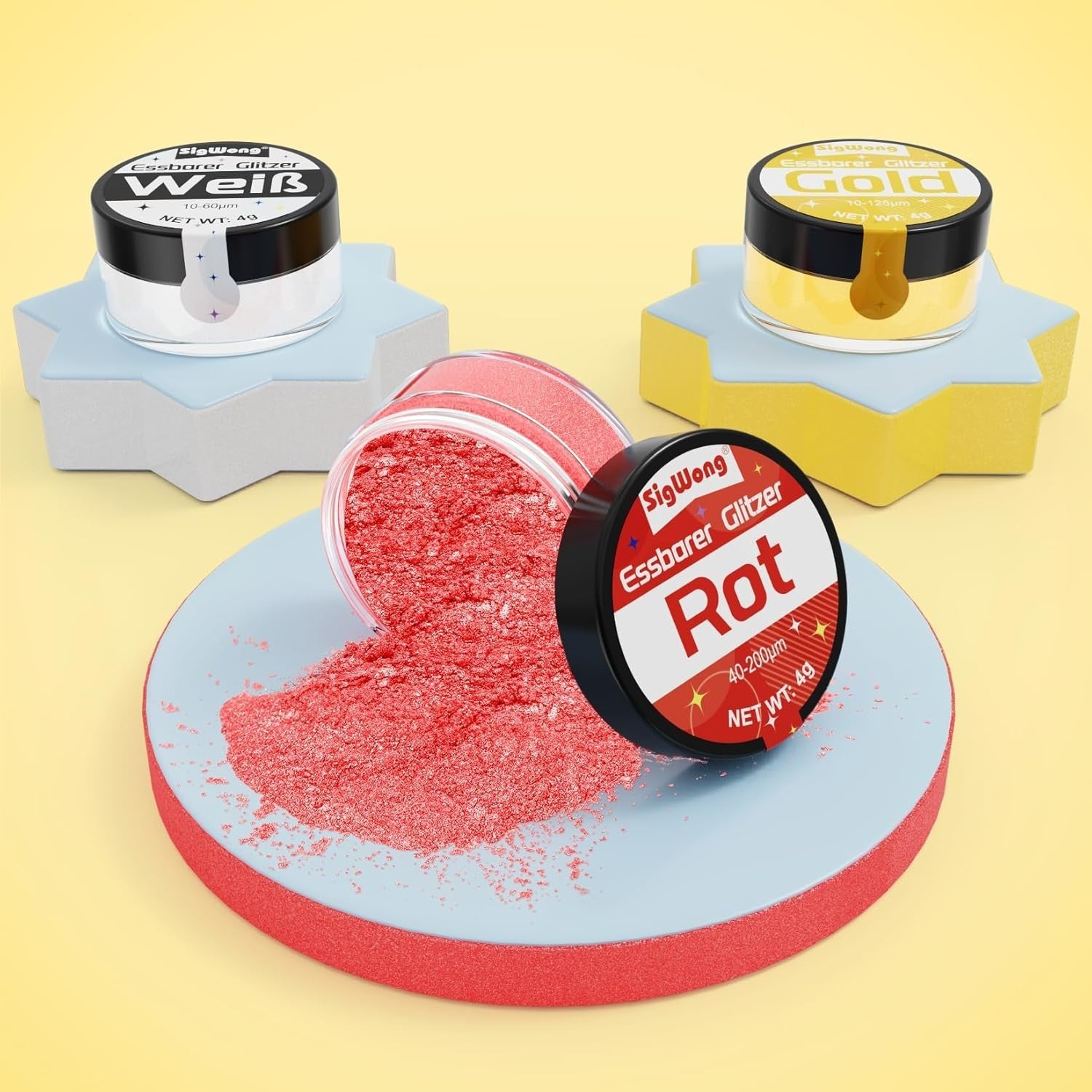 Essbares Glitzer Set - 3X4G Essbarer Glitzer Für Getränke Torten