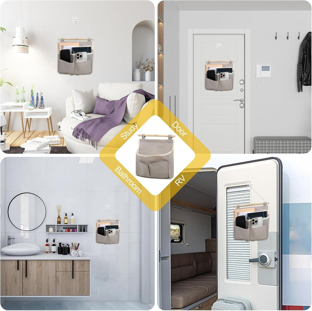 2 Stück Wand Organizer Hängend Farbe Grau Wandoberhängetaschen Mit Haken Und Neu