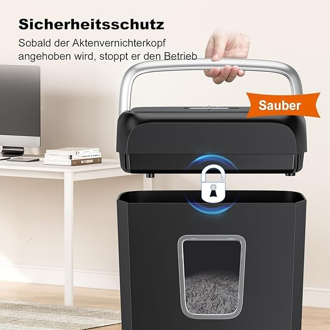 Schreddert 6 Blätter auf Einmal, Vernichtet Kreditkarten und Büroklammern, Papie