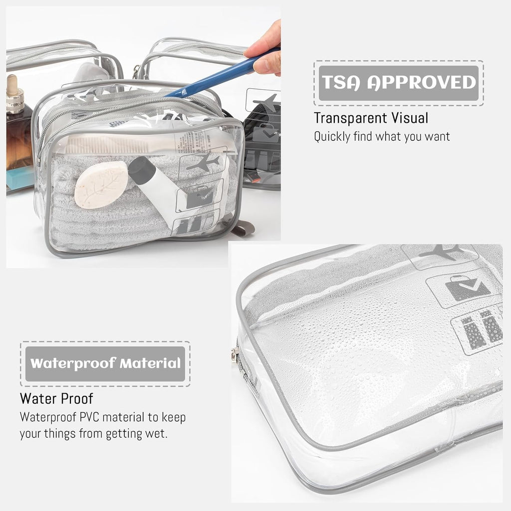 3 Stück Kosmetiktasche Transparent, 1 Liter Beutel Flugzeug Handgepäck, Kulturbe