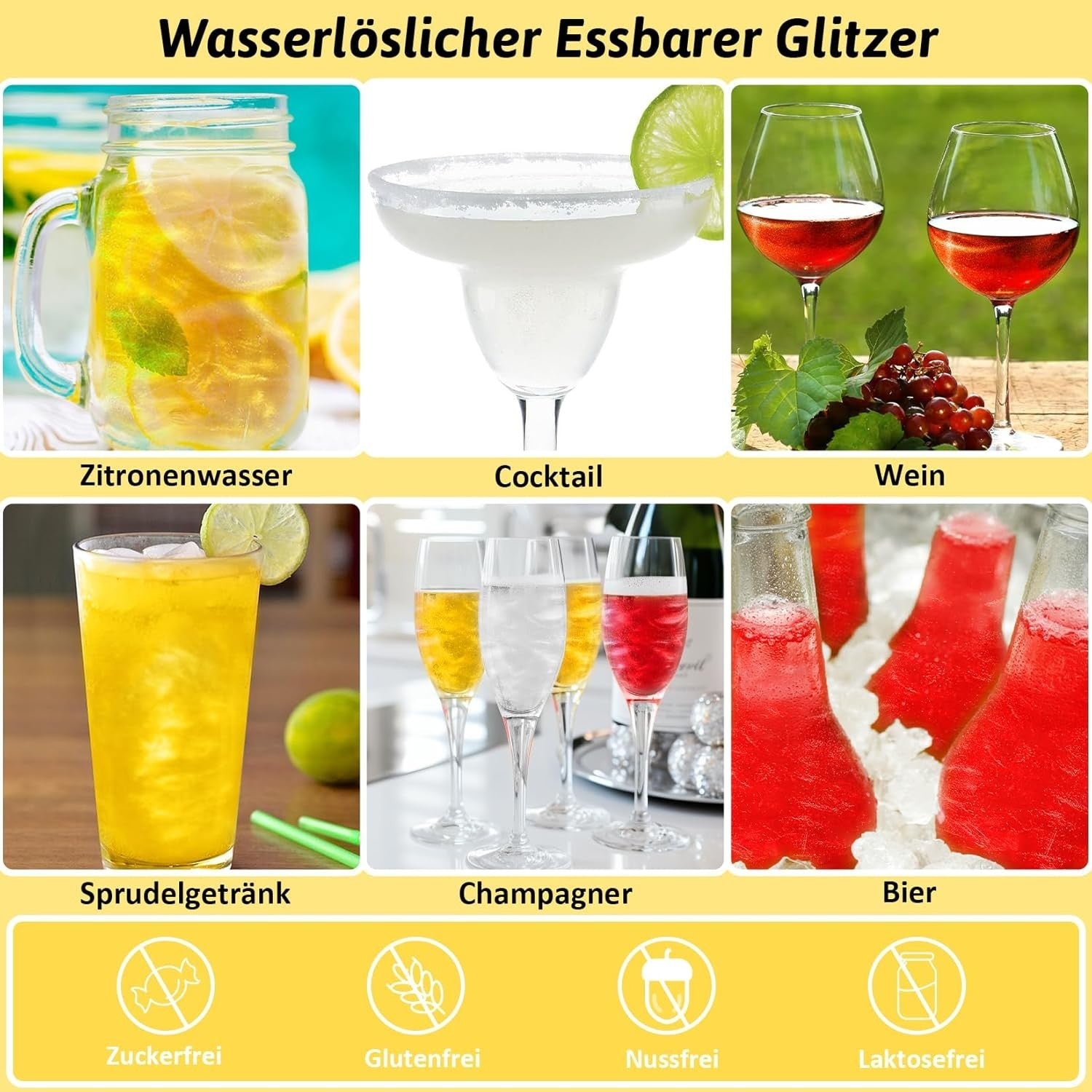 Essbares Glitzer Set - 3X4G Essbarer Glitzer Für Getränke Torten