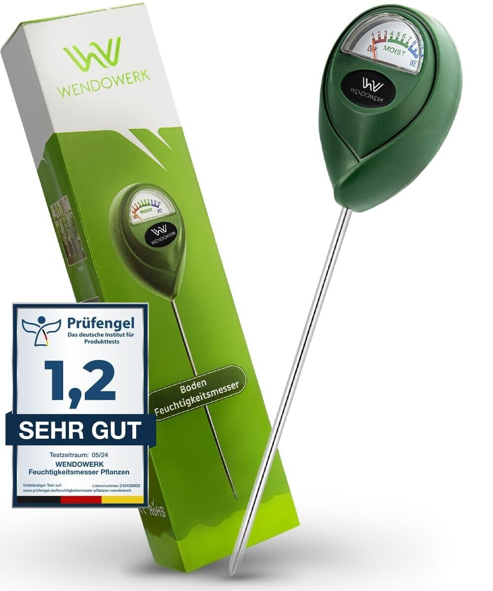 Wendowerk® Boden Feuchtigkeitsmesser für Pflanzen - [GrünSchwarz] - Ohne Batteri