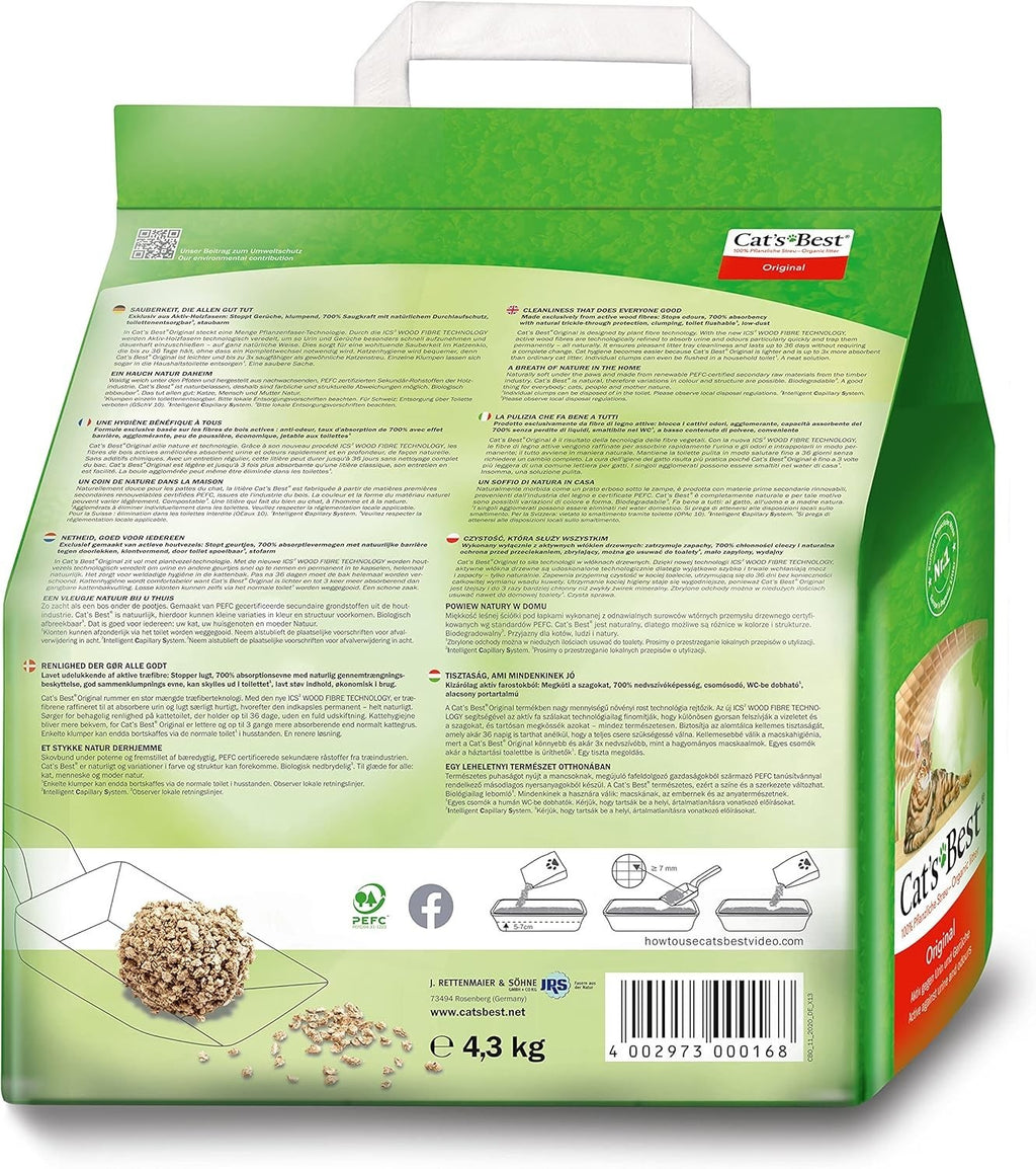 Cat's Best Original 10L – Pflanzliche Klumpstreu mit starker Geruchsbindung