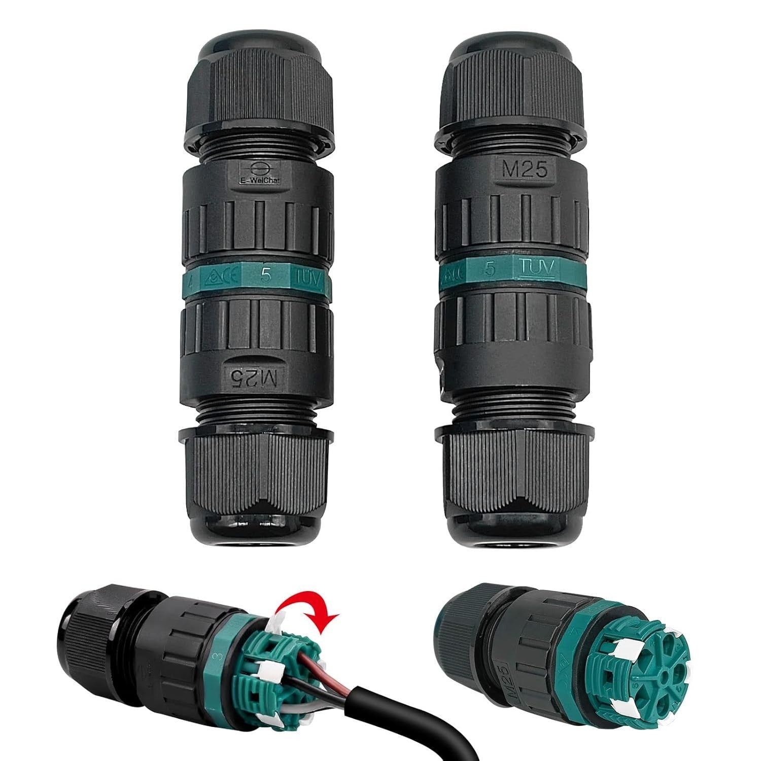 Kabelverbinder Wasserdicht IP68 Für Ø9-14 Mm Kabeldurchmesser, 5-Polig Erdkabel