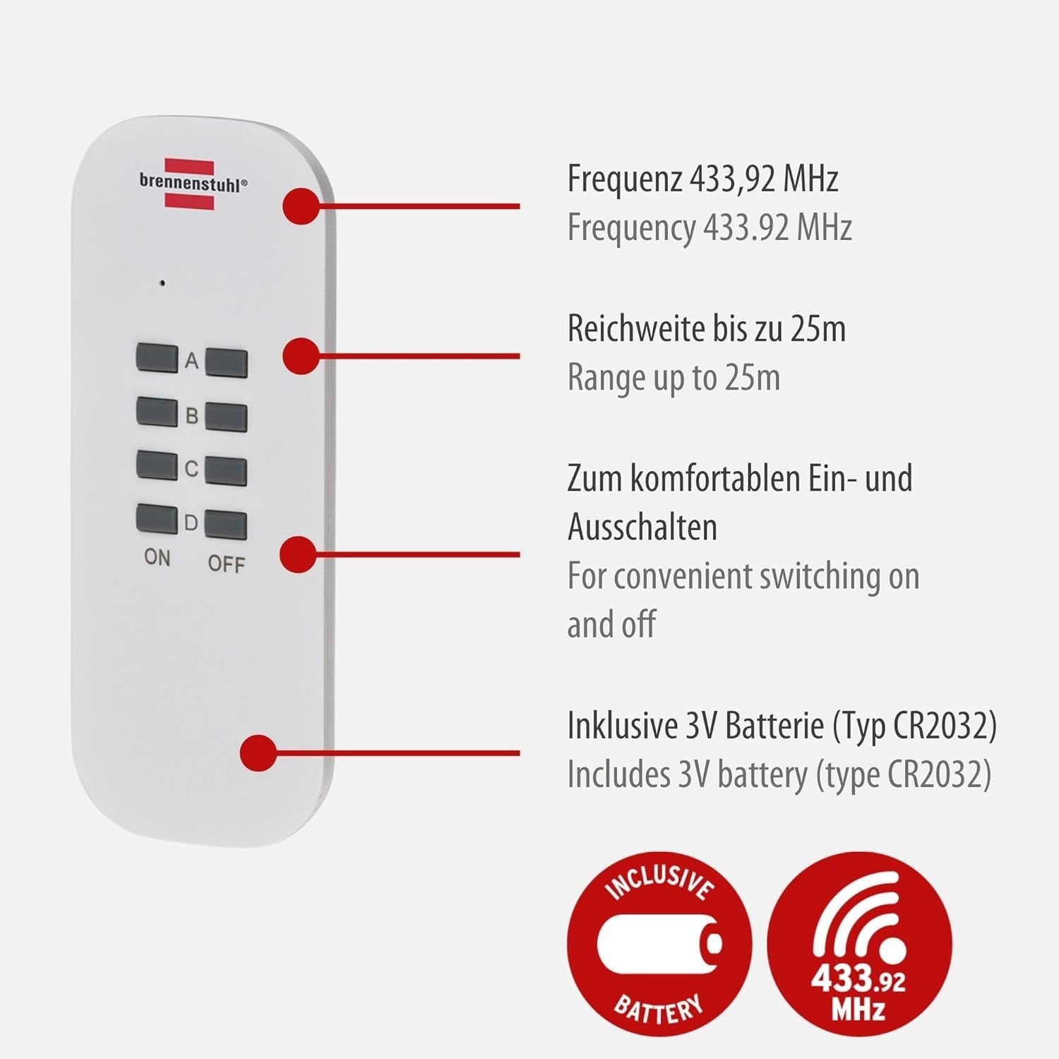 Funkschalt-Set RC CE1 4001, 4er Funksteckdosen Set (Innenbereich, mit Handsende