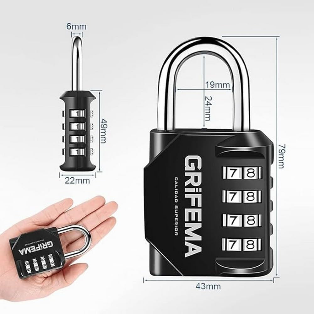 GRIFEMA 2 Pack Zahlenschloss 4 Stellig-Vorhängeschloss Wetterfest...