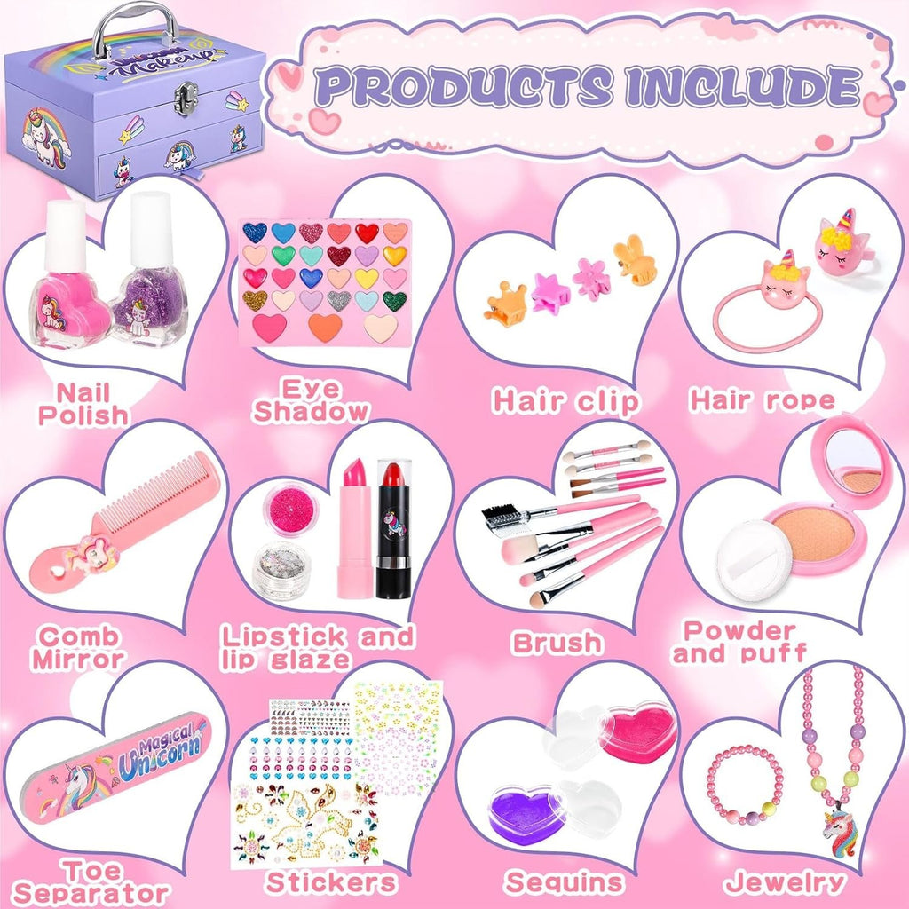 Kinderschminke Schminkkoffer Mädchen Schminke Kinder - 68pcs Waschbar Schminke K