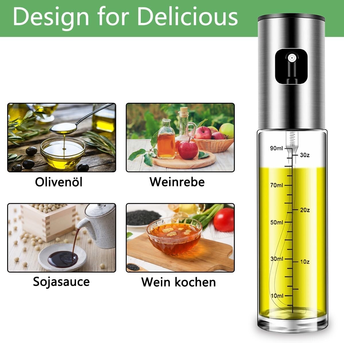 〖Verstärkte〗Ölsprüher Zum Kochen, Öl Sprühflasche, Ölspray Zum Kochen, Olivenöls