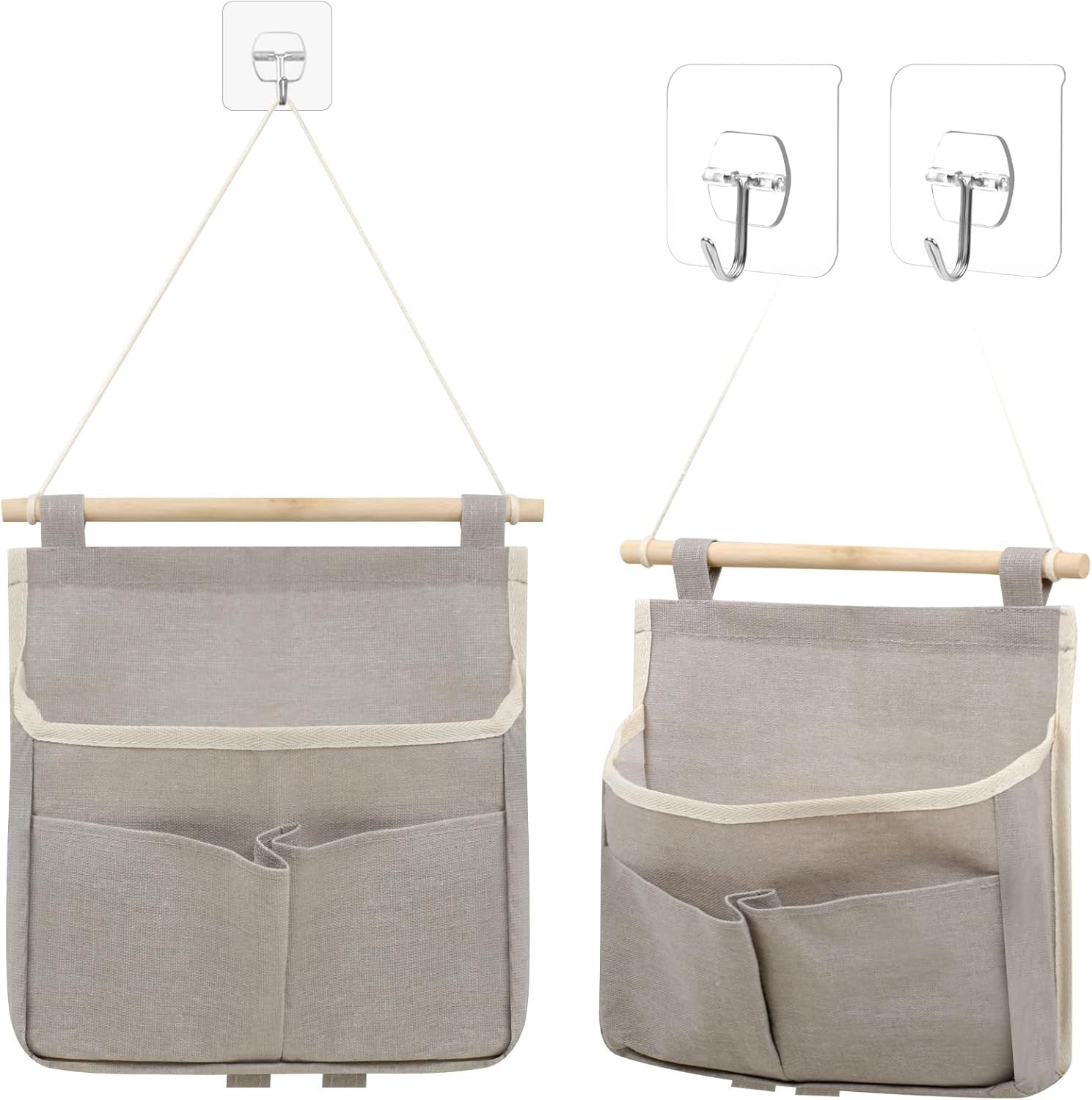 2 Stück Wand Organizer Hängend Farbe Grau Wandoberhängetaschen Mit Haken Und Neu