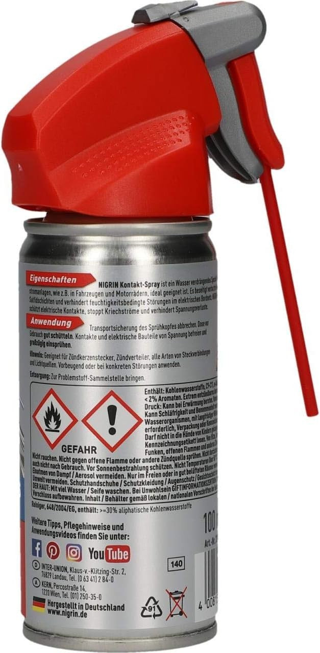 NIGRIN Kontakt-Spray für Elektronik, zur Reinigung und Schutz von elektronischen