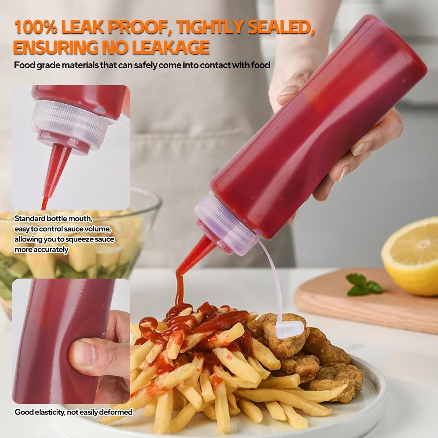 4 Pcs 8 Oz Gewürz Squeeze Flaschen Für Sauce, Kunststoff Quetschflasche, 250Ml D
