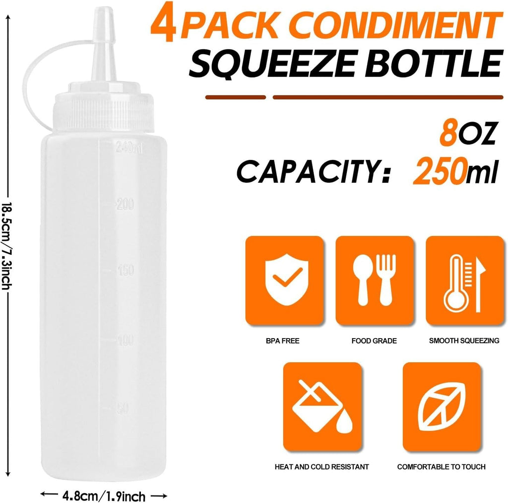 4 Pcs 8 Oz Gewürz Squeeze Flaschen Für Sauce, Kunststoff Quetschflasche, 250Ml D