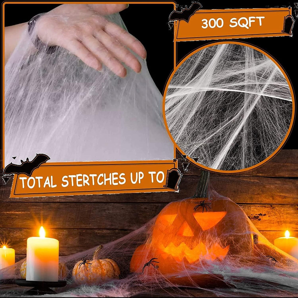 Halloween Deko Spinnennetzt 60g / ca. 25qm mit 30 Stück 4cm Horrorspinnen
