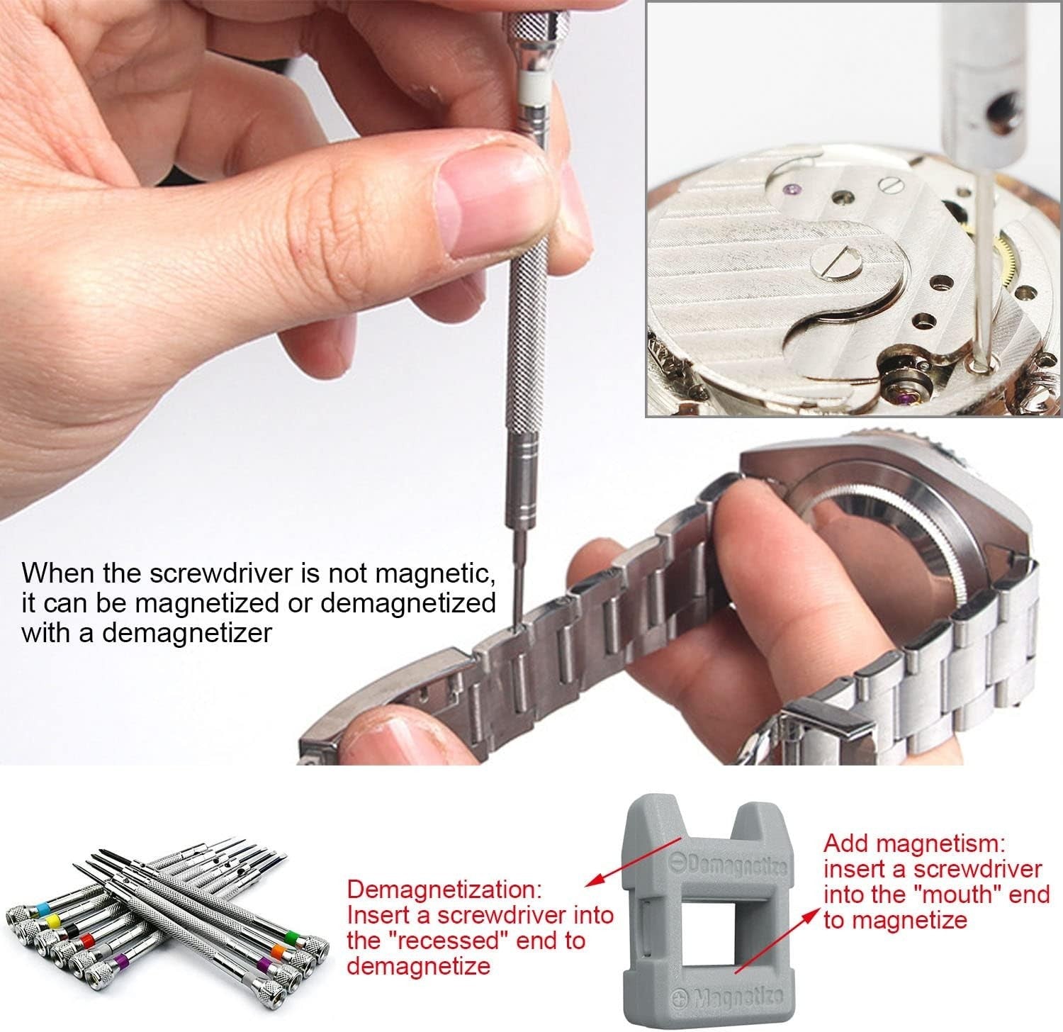 10 Stück Uhrmacher Schraubendreher Set Mit Entmagnetisierer,0.6Mm-2.0Mm Präzisio - PRIMASHOP